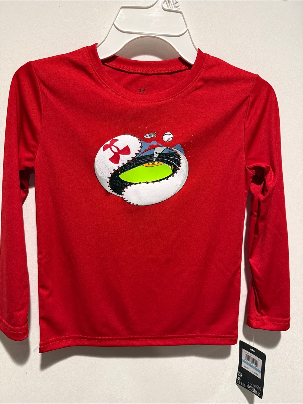 Under Armour Red Boys' Long Sleeve Baseball Graphic Performance Shirt